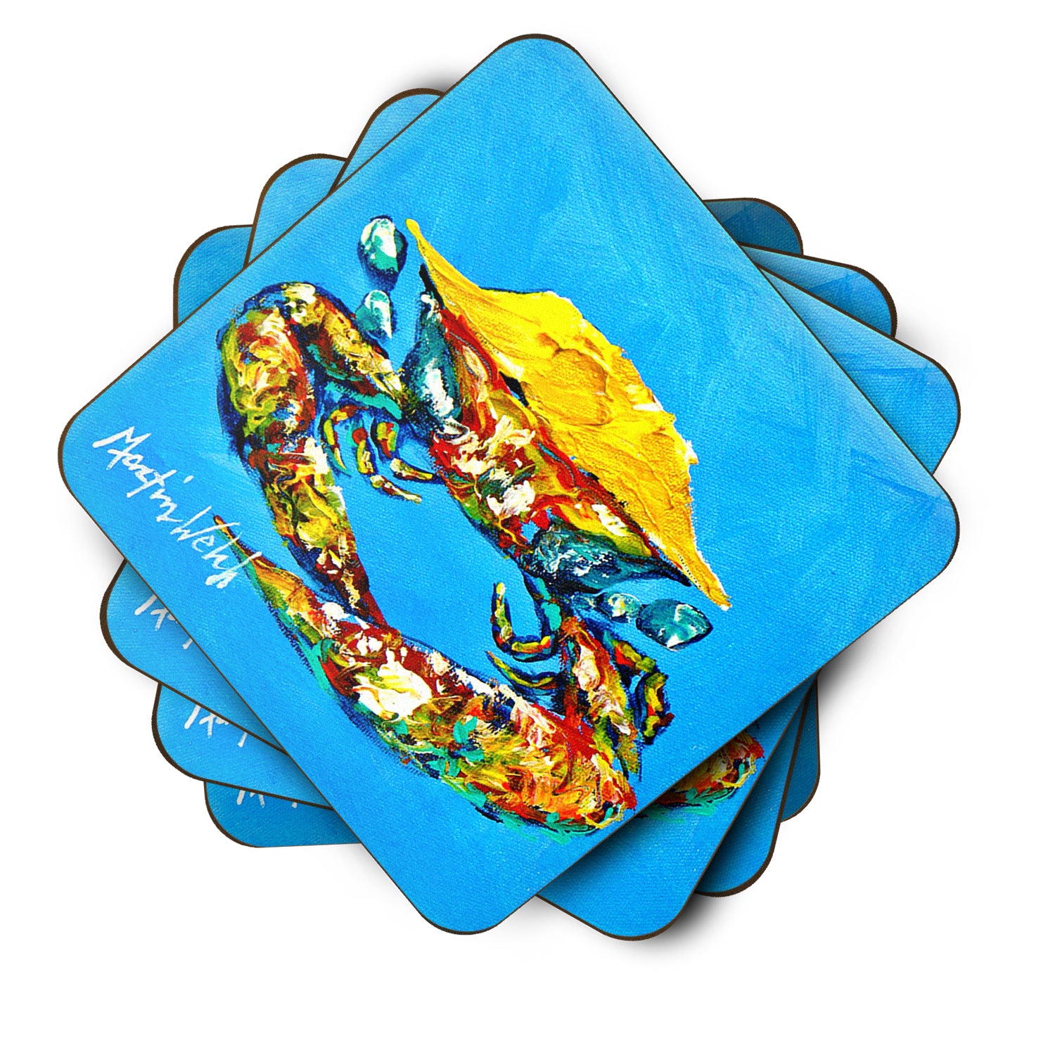 Set of 4 Crab Baby Blue Foam Coasters - the-store.com