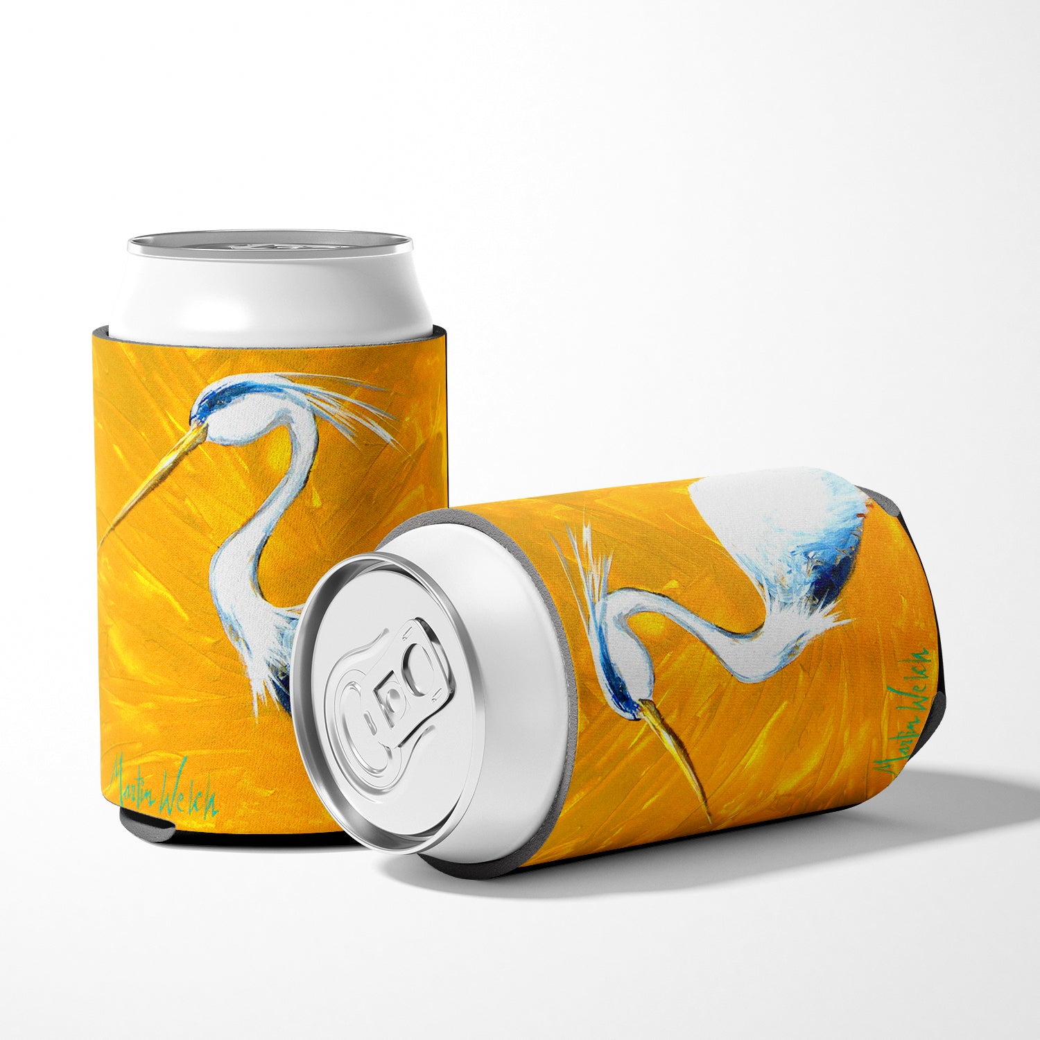 Bird - Blue Heron Col Mustard Can or Bottle Beverage Insulator Hugger.