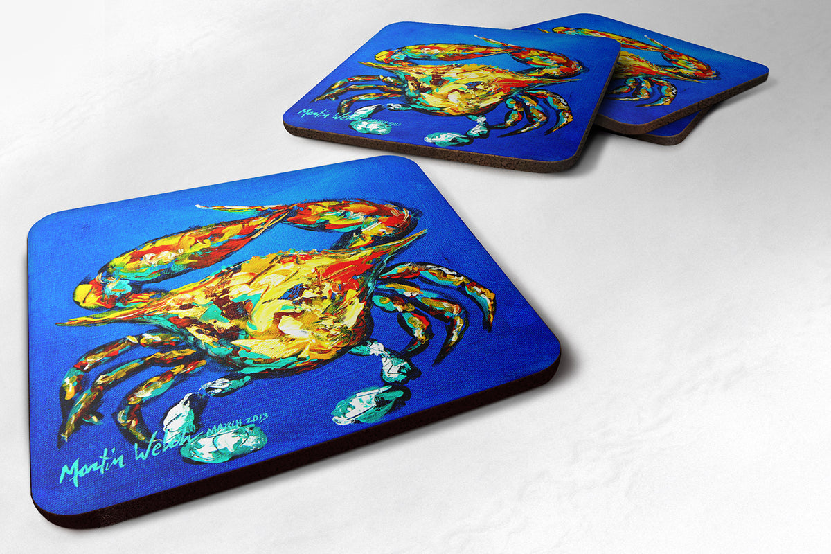 Set of 4 Crab Criss Crow Foam Coasters - the-store.com