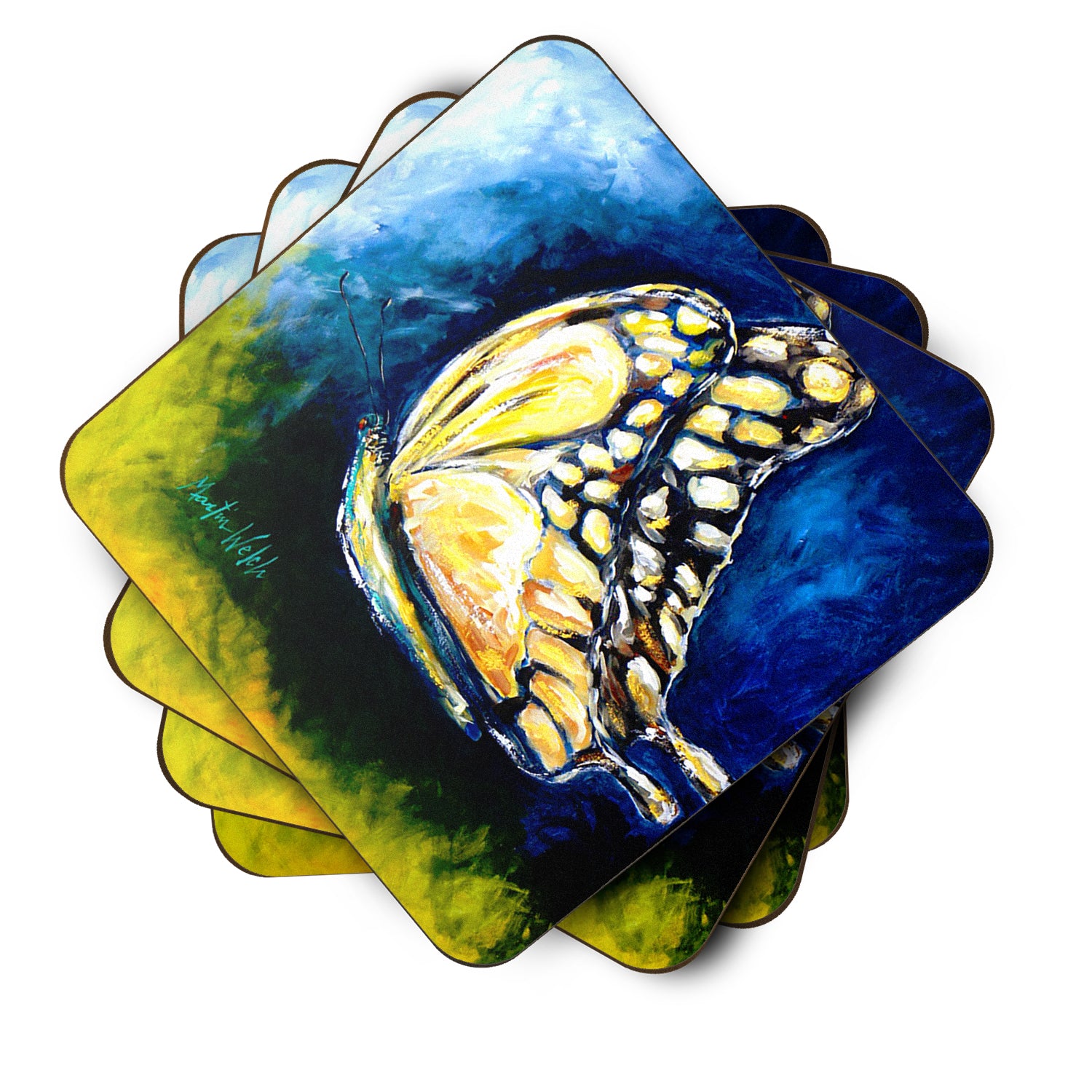 Set of 4 Insect - Butterly Forward Motion Foam Coasters - the-store.com
