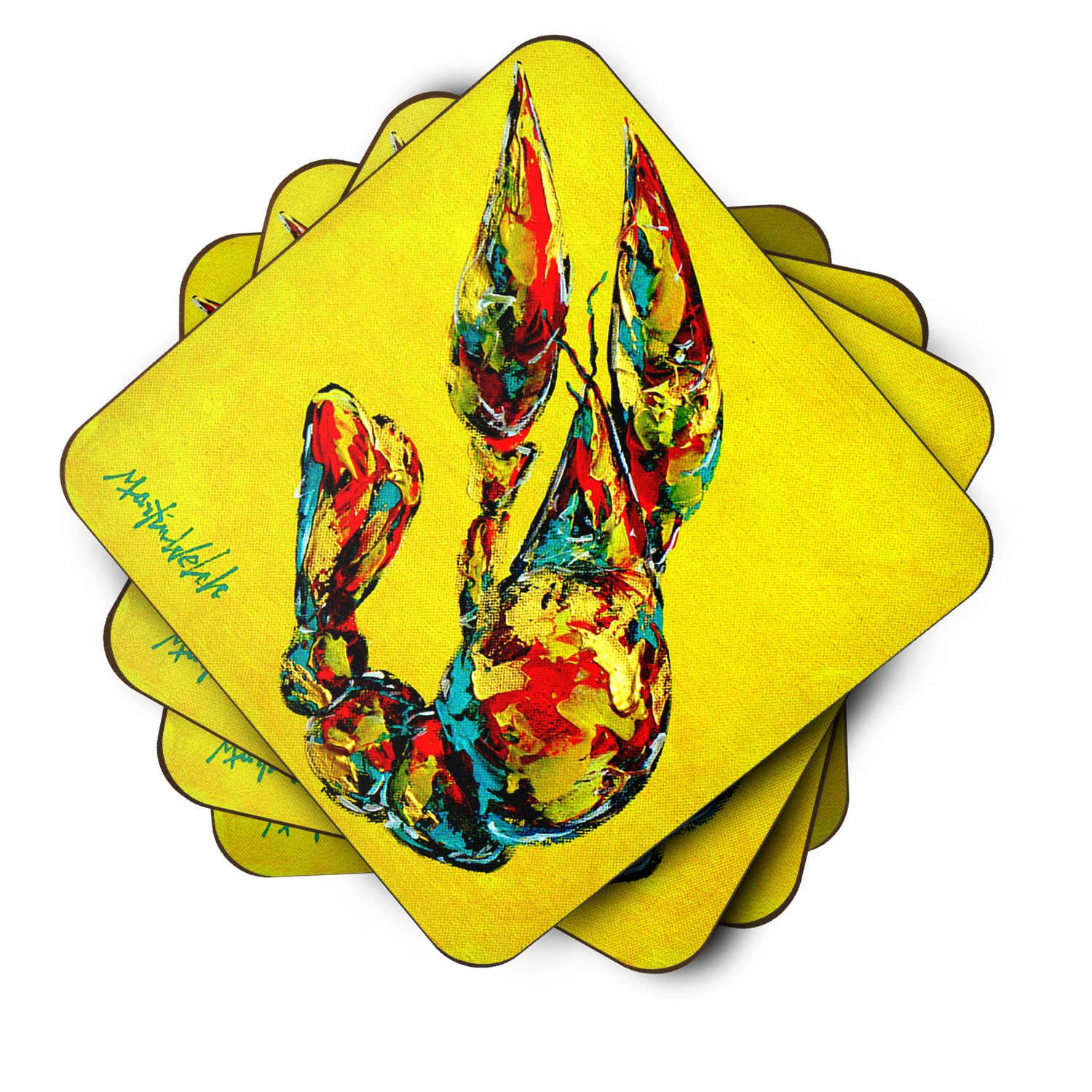 Caroline's Treasures Crawfish Lemon Juice Coasters - Set of 4 Lightweight Foam, Absorbent Drink Coasters