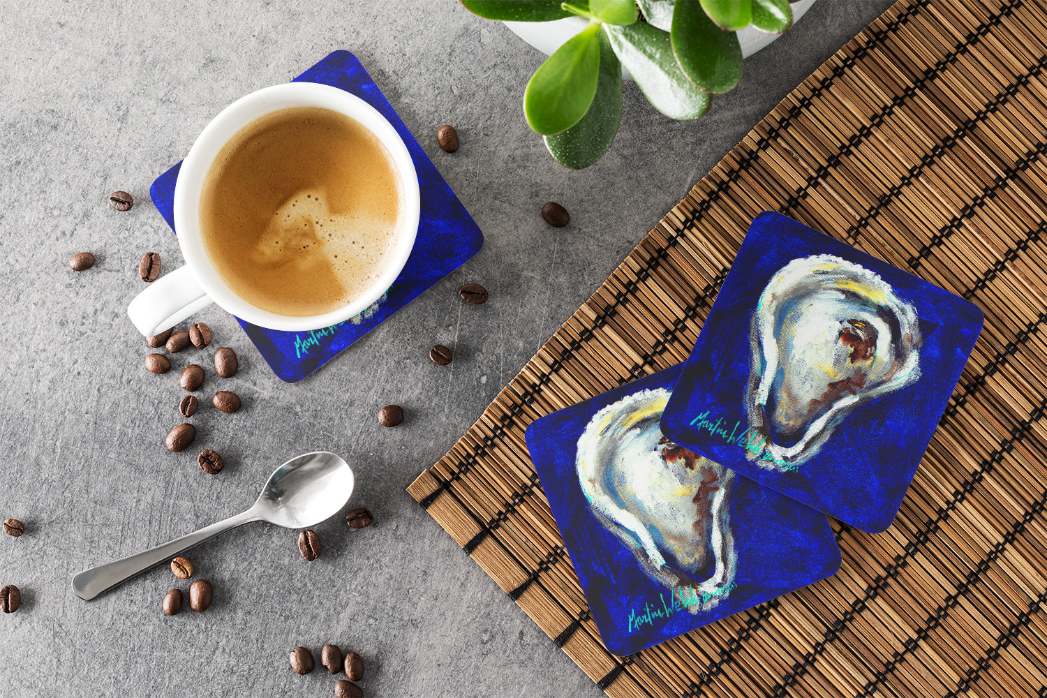 Set of 4 Oyster One Shell Foam Coasters - the-store.com
