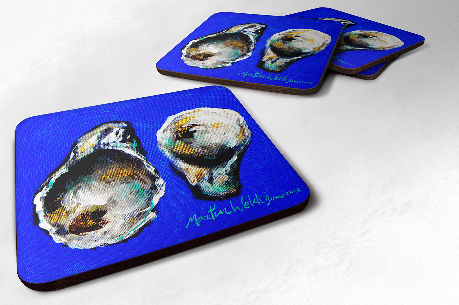 Set of 4 Oyster Up and Down Foam Coasters - the-store.com