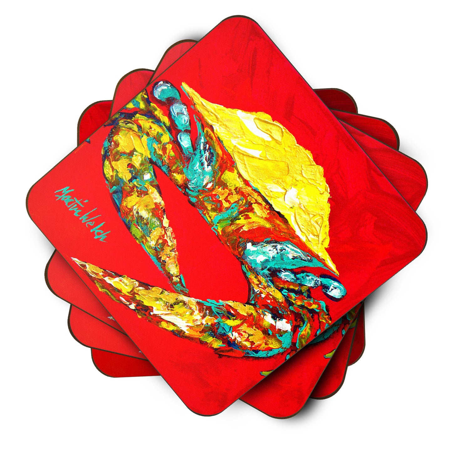 Set of 4 Crab Wiggles Foam Coasters - the-store.com