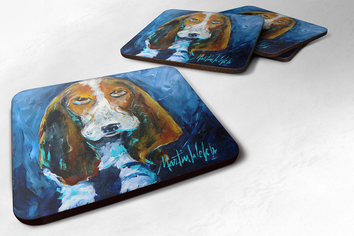Set of 4 Dog - Basset Hound You talkin&#39; &#39;bout me Foam Coasters - the-store.com