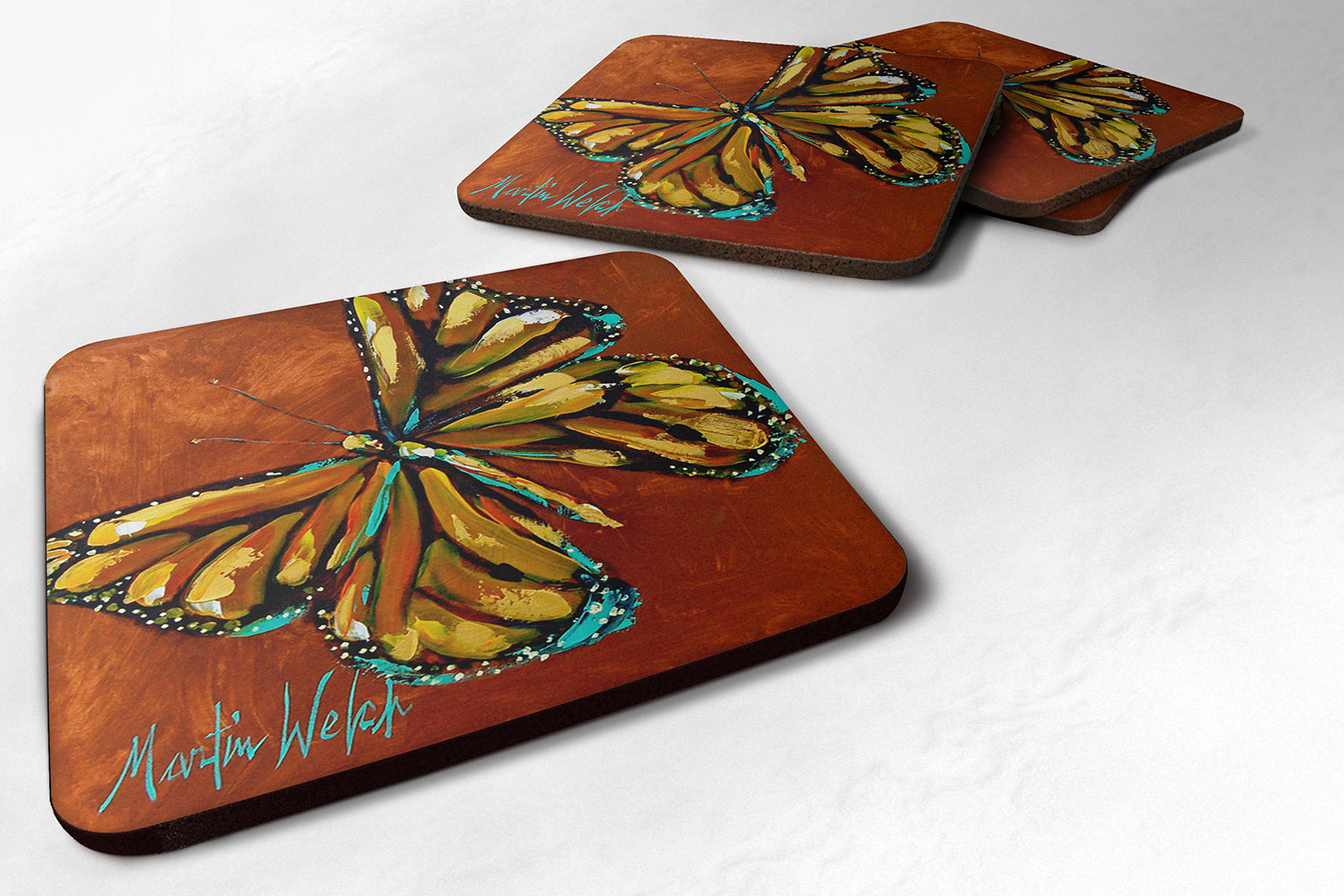 Set of 4 Insect - Butterly Butterfy Foam Coasters - the-store.com