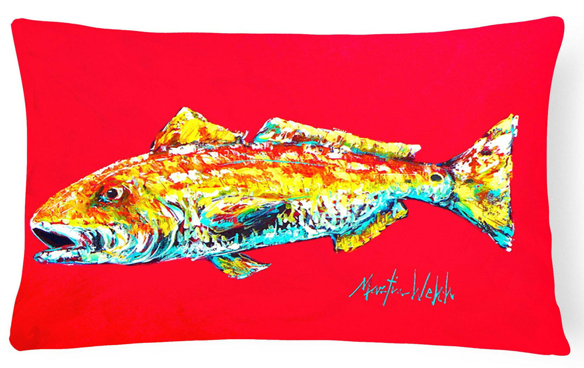 Fish - Red Fish Alphonzo   Canvas Fabric Decorative Pillow by Caroline&#39;s Treasures