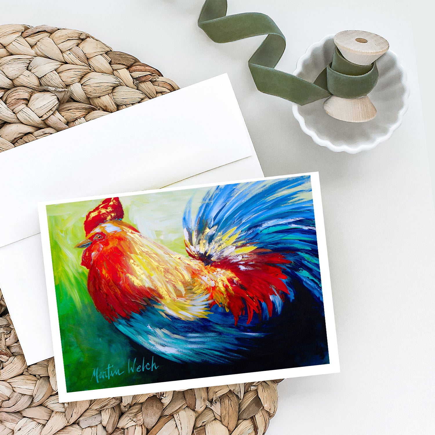 Bird - Rooster Chief Big Feathers Greeting Cards Pack of 8