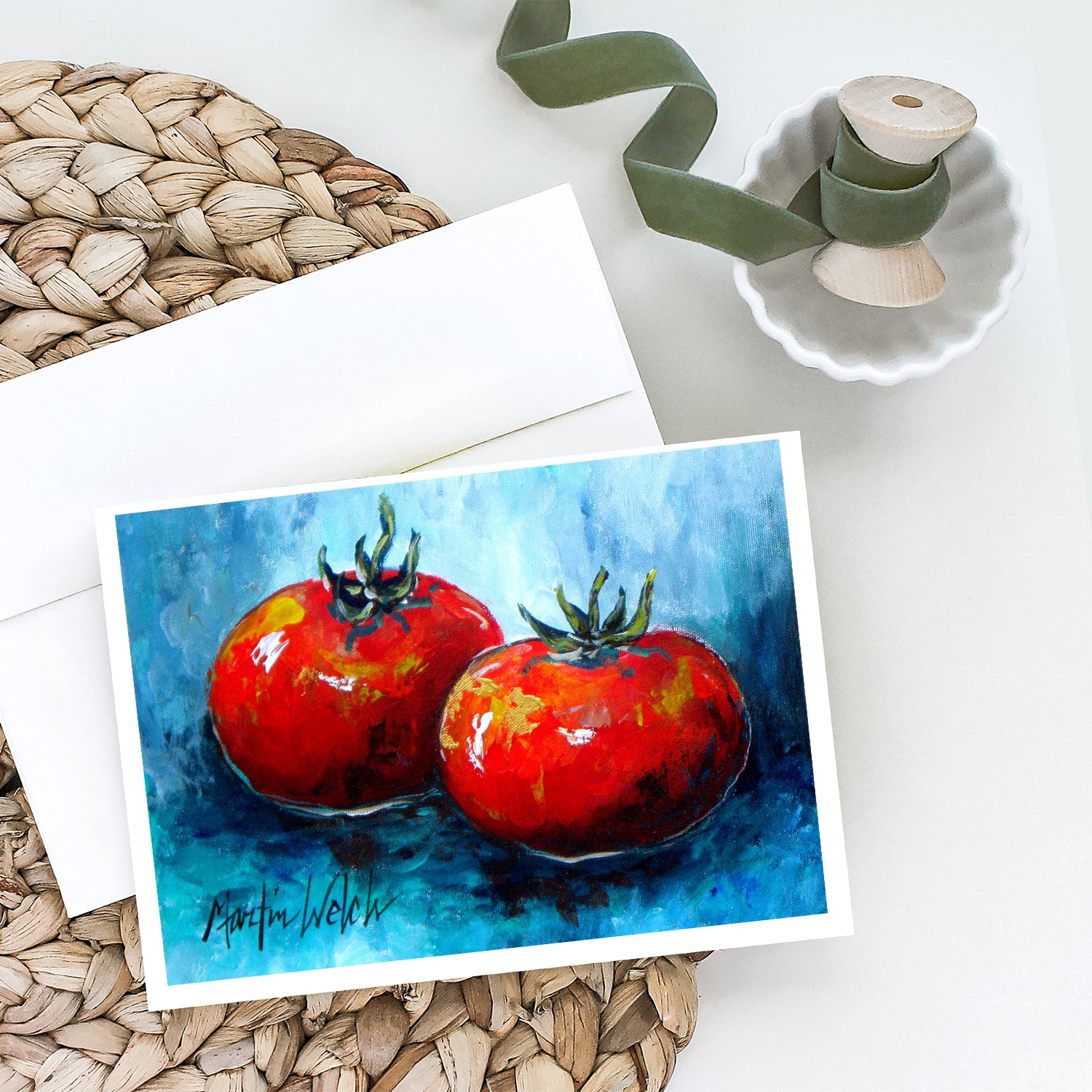 Caroline's Treasures Vegetables - Tomatoes Red Toes Greeting Cards - Blank Note Cards – 8-Pack of Artist-Designed Cards with Envelopes