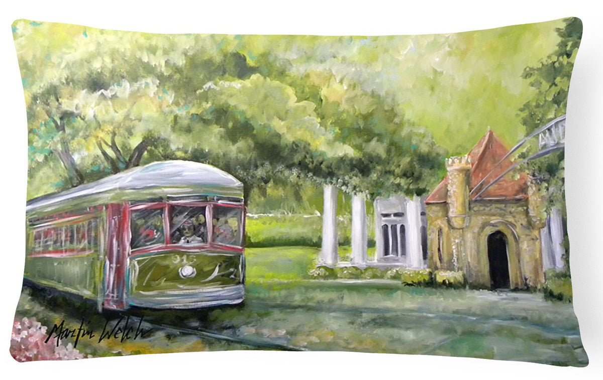 Streetcar Next Stop Audubon Park   Canvas Fabric Decorative Pillow by Caroline&#39;s Treasures