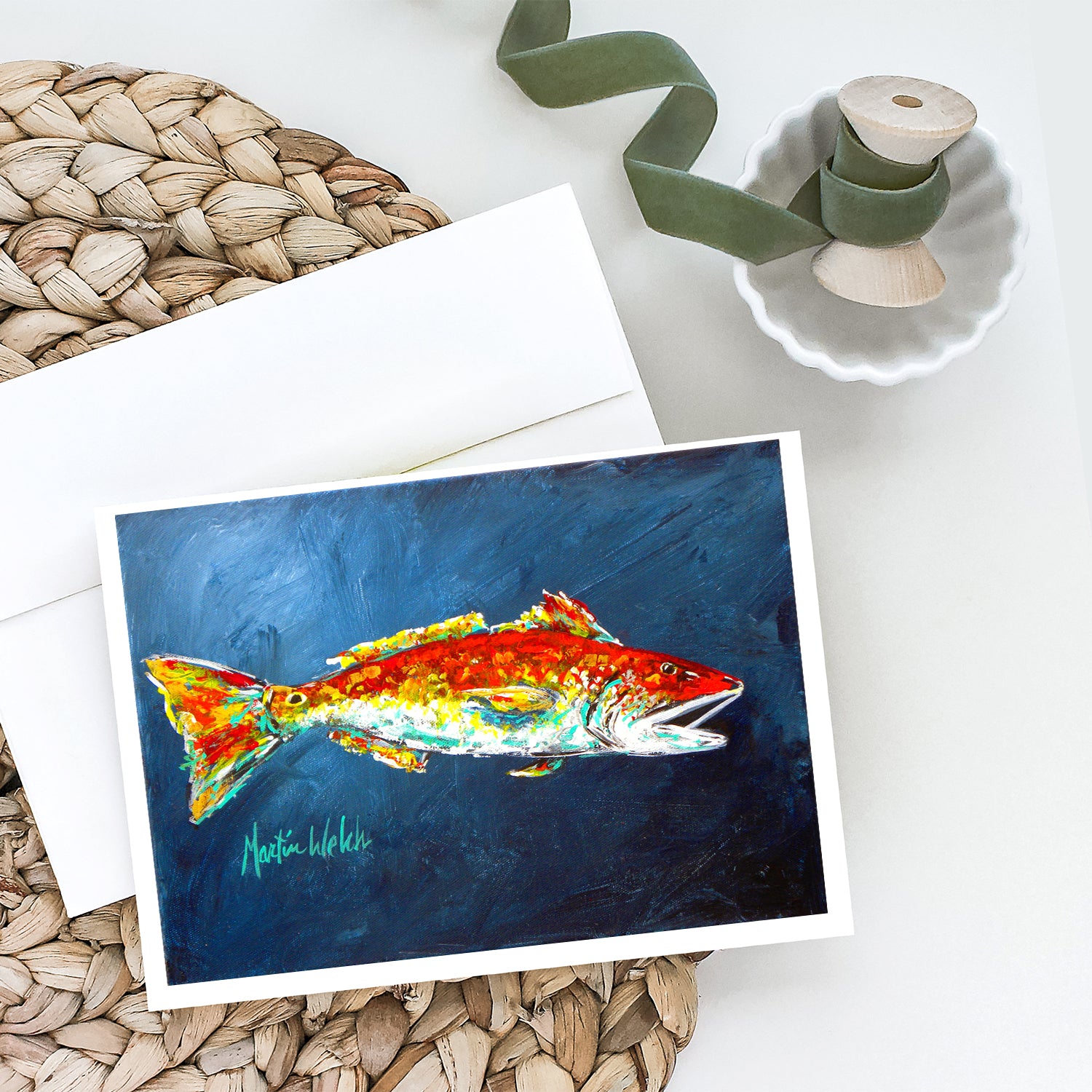 Fish - Red Fish Red for Jarett Greeting Cards Pack of 8