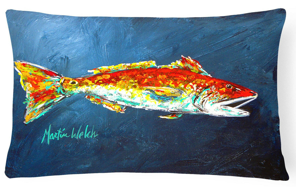 Fish - Red Fish Red for Jarett   Canvas Fabric Decorative Pillow by Caroline&#39;s Treasures