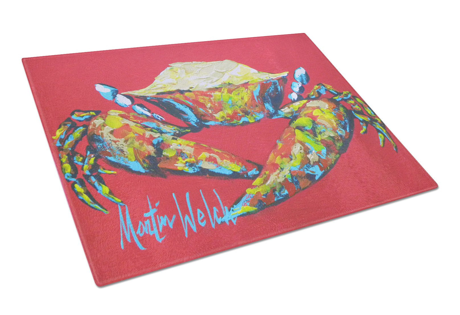 Crab Seafood One Glass Cutting Board Large by Caroline's Treasures