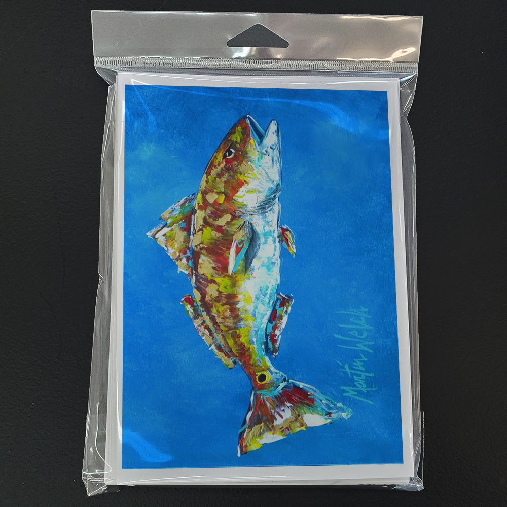 Fish - Red Fish Seafood Two Greeting Cards Pack of 8