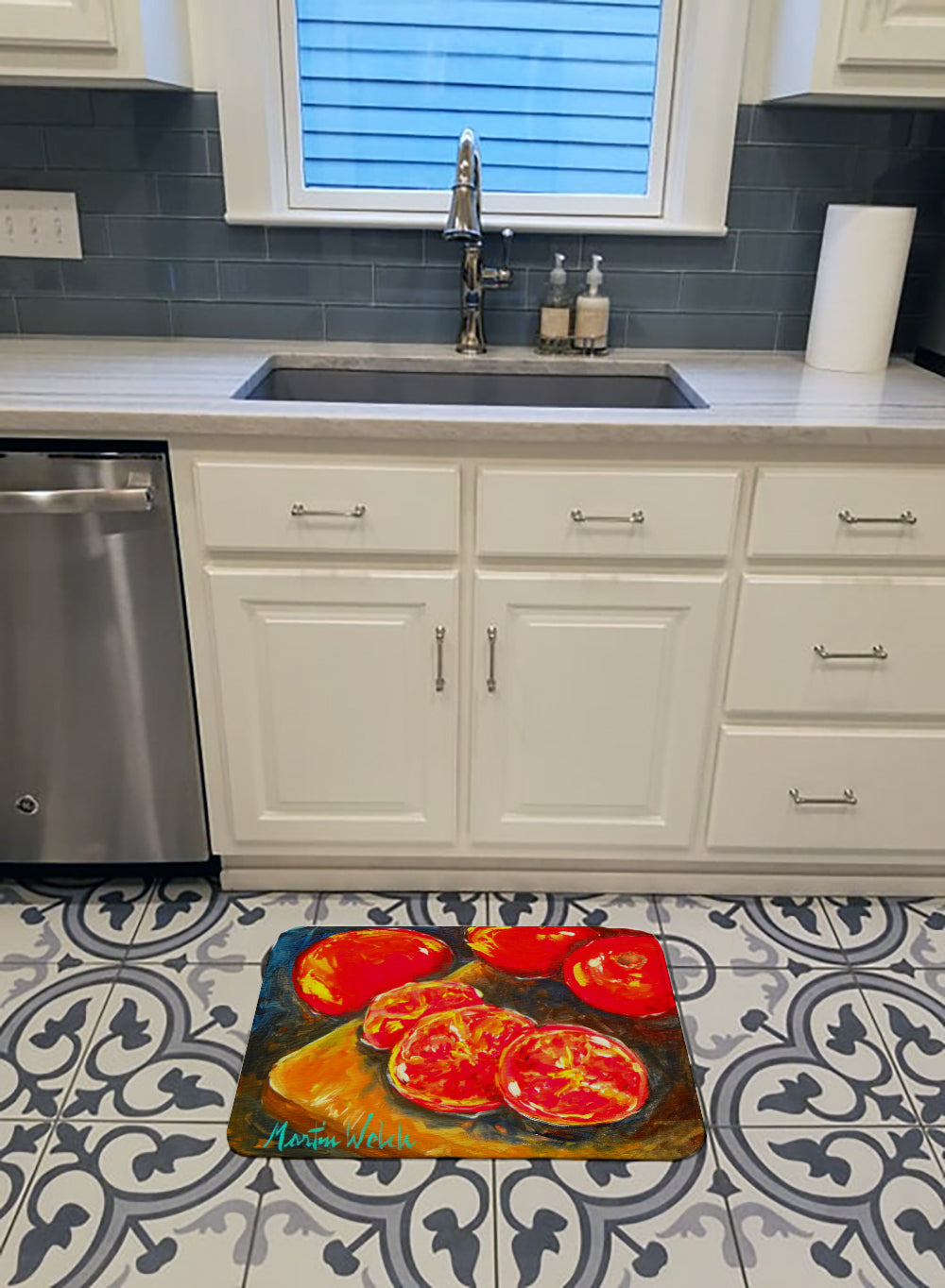 Vegetables - Tomatoes Slice It Up Machine Washable Memory Foam Mat MW1099RUG - the-store.com