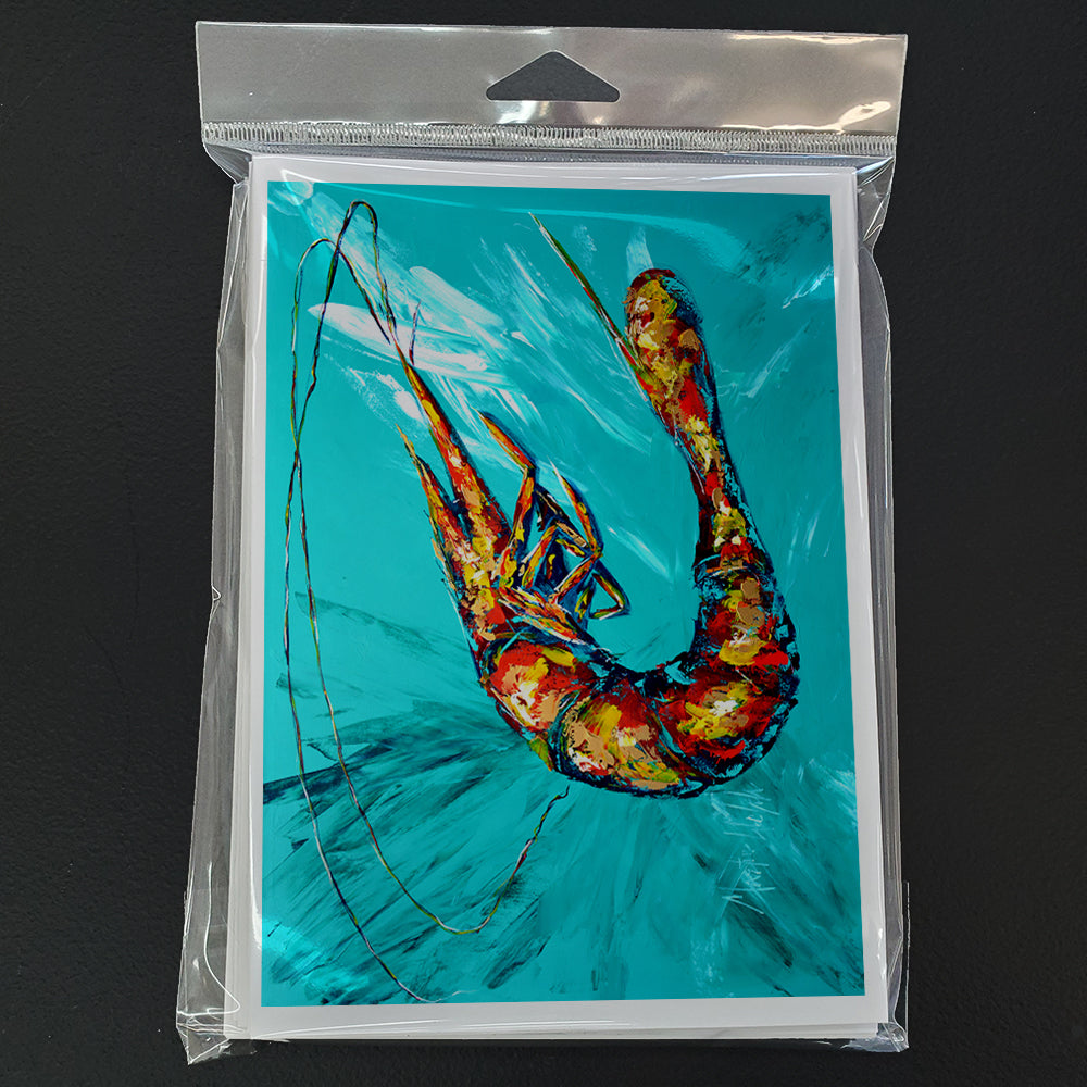 Shrimp Teal Shrimp Greeting Cards Pack of 8