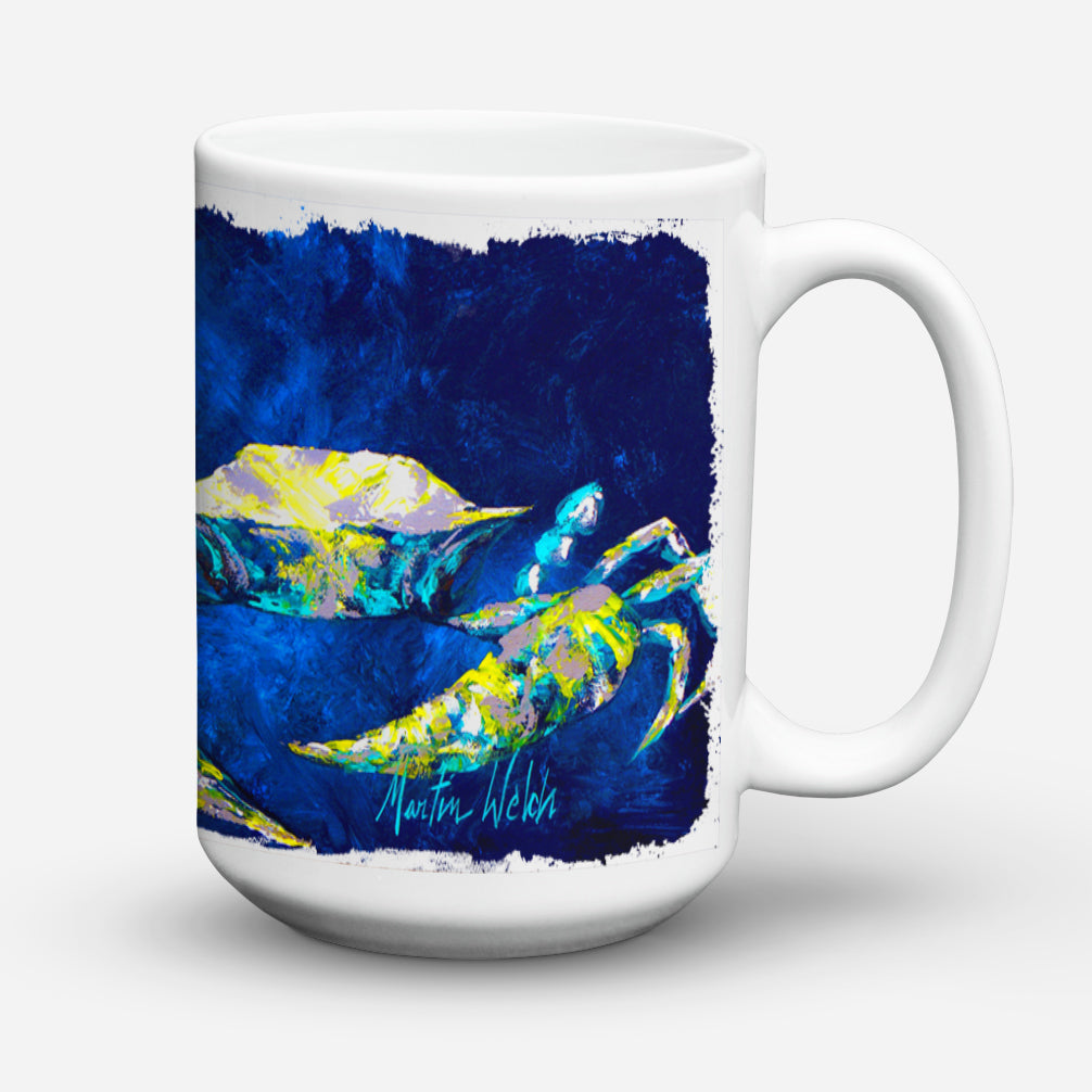 Caroline's Treasures Crab Tealy Dishwasher Safe Microwavable Ceramic Coffee Mug 15 ounce MW1101CM15