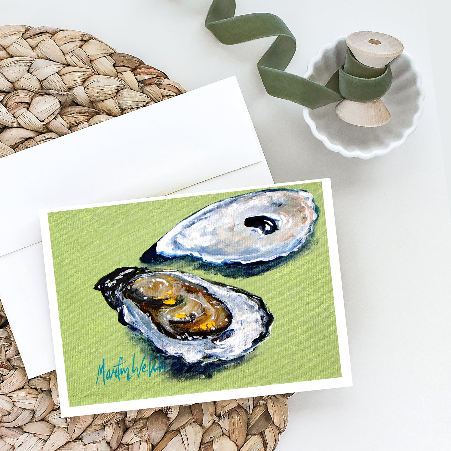 Oysters Two Shells Greeting Cards Pack of 8