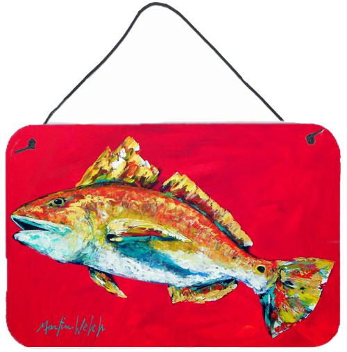 Fish - Red Fish Woo Hoo Aluminium Metal Wall or Door Hanging Prints by Caroline's Treasures
