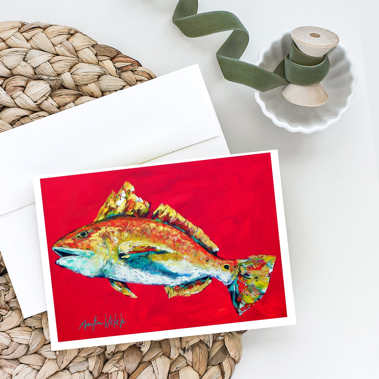Fish - Red Fish Woo Hoo Greeting Cards Pack of 8