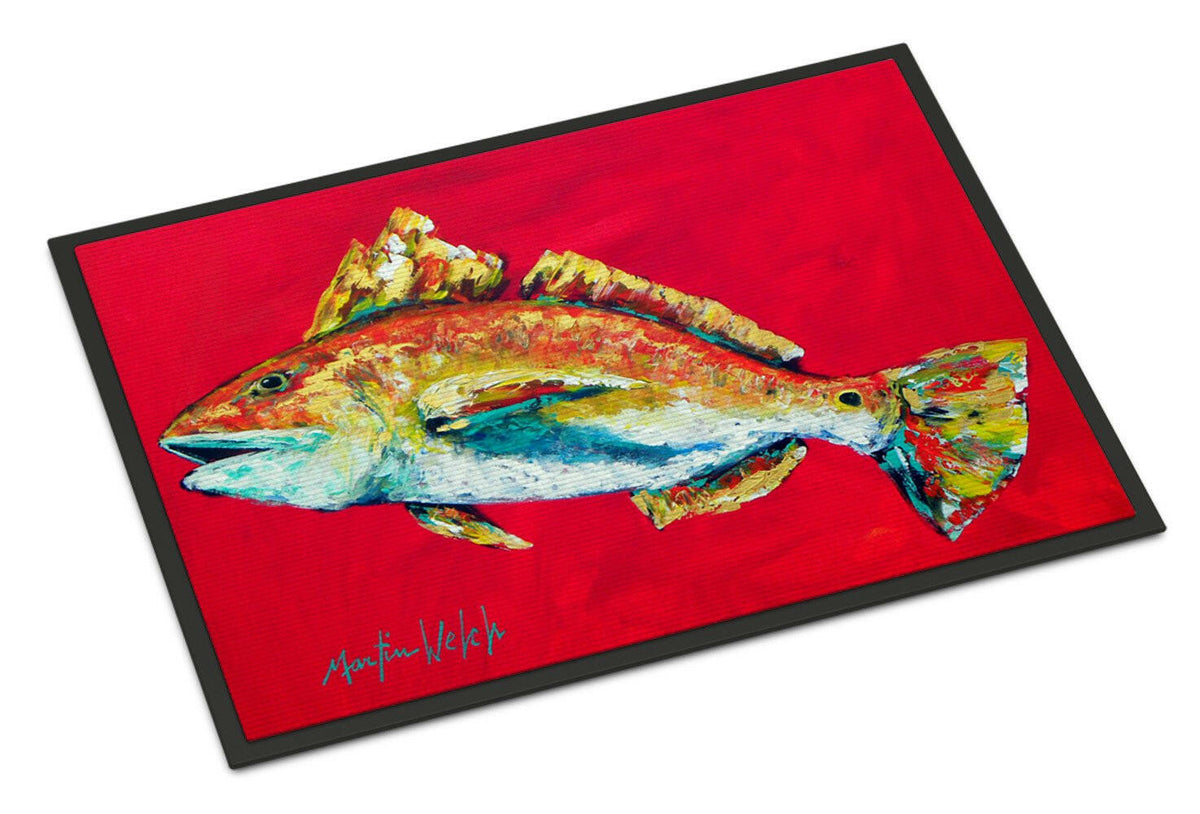 Fish - Red Fish Woo Hoo Indoor or Outdoor Mat 24x36 Doormat - the-store.com