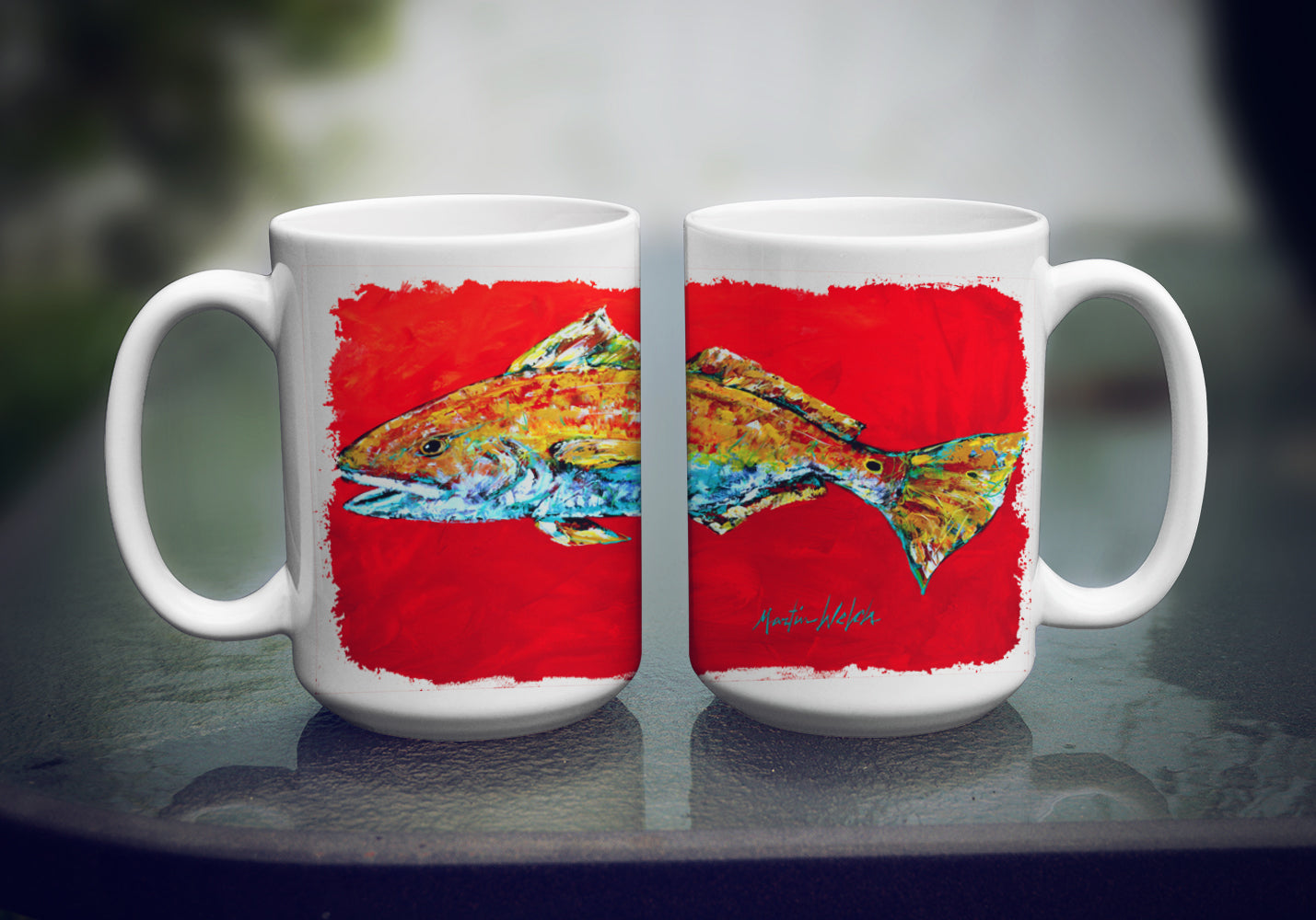 Fish - Red Fish Red Head Dishwasher Safe Microwavable Ceramic Coffee Mug 15 ounce MW1111CM15  the-store.com.