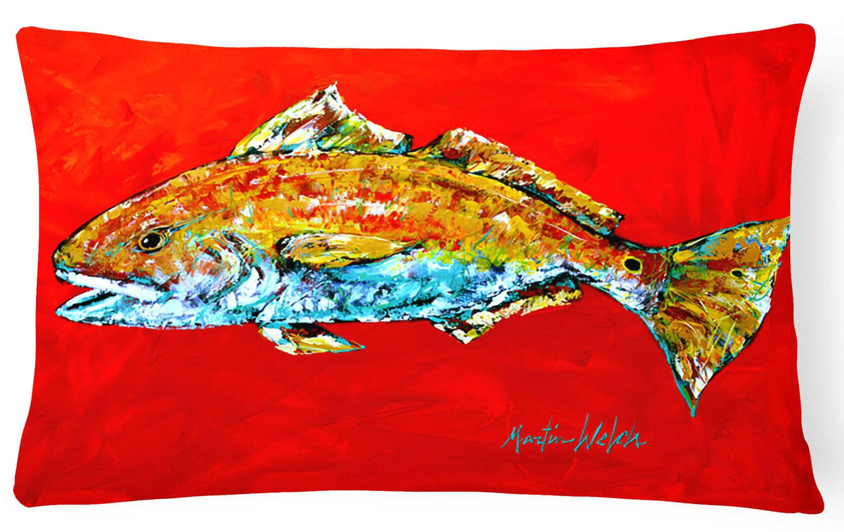 Fish - Red Fish Red Head   Canvas Fabric Decorative Pillow by Caroline&#39;s Treasures
