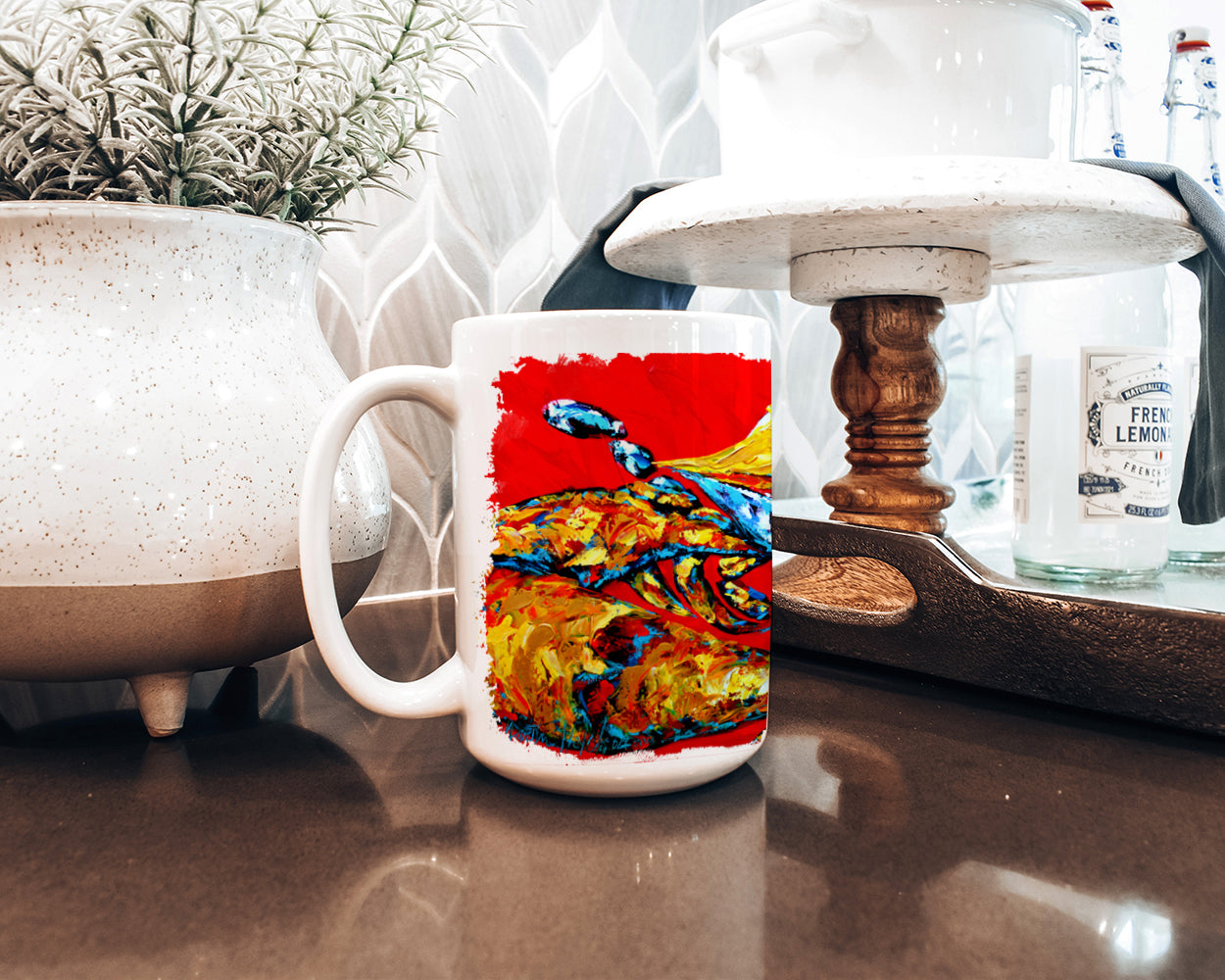 Crab Fat and Sassy Dishwasher Safe Microwavable Ceramic Coffee Mug 15 ounce MW1115CM15  the-store.com.