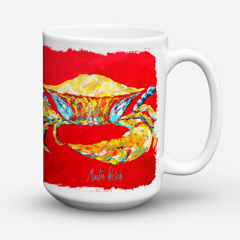 Crabe bleu sur rouge, tasse à café en céramique micro-ondable Sr 15 onces MW1116CM15