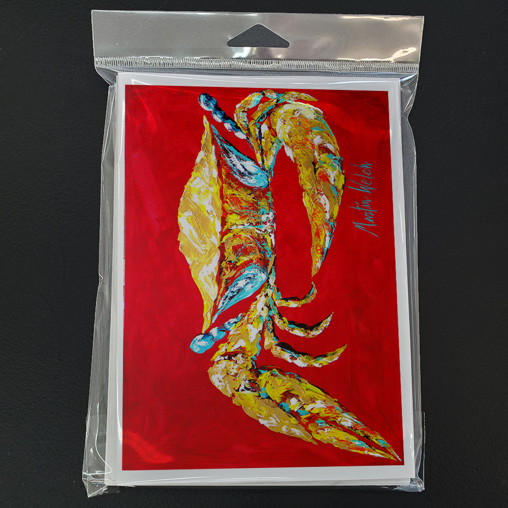 Crab Blue on Red, Sr Greeting Cards Pack of 8