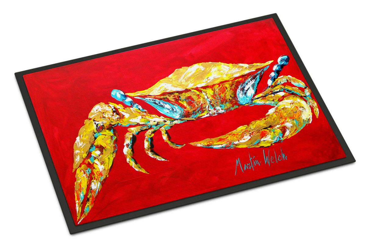 Crab Blue on Red, Sr. Indoor or Outdoor Mat 24x36 Doormat - the-store.com
