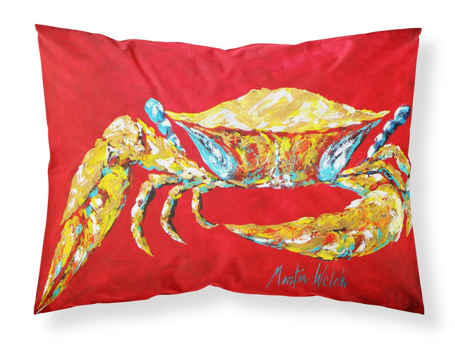 Crab Blue on Red, Sr. Moisture wicking Fabric standard pillowcase by Caroline's Treasures