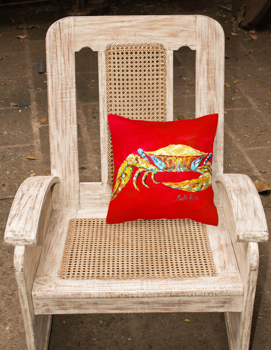 Crab Blue on Red, Sr Canvas Fabric Decorative Pillow MW1116PW1414 by Caroline's Treasures