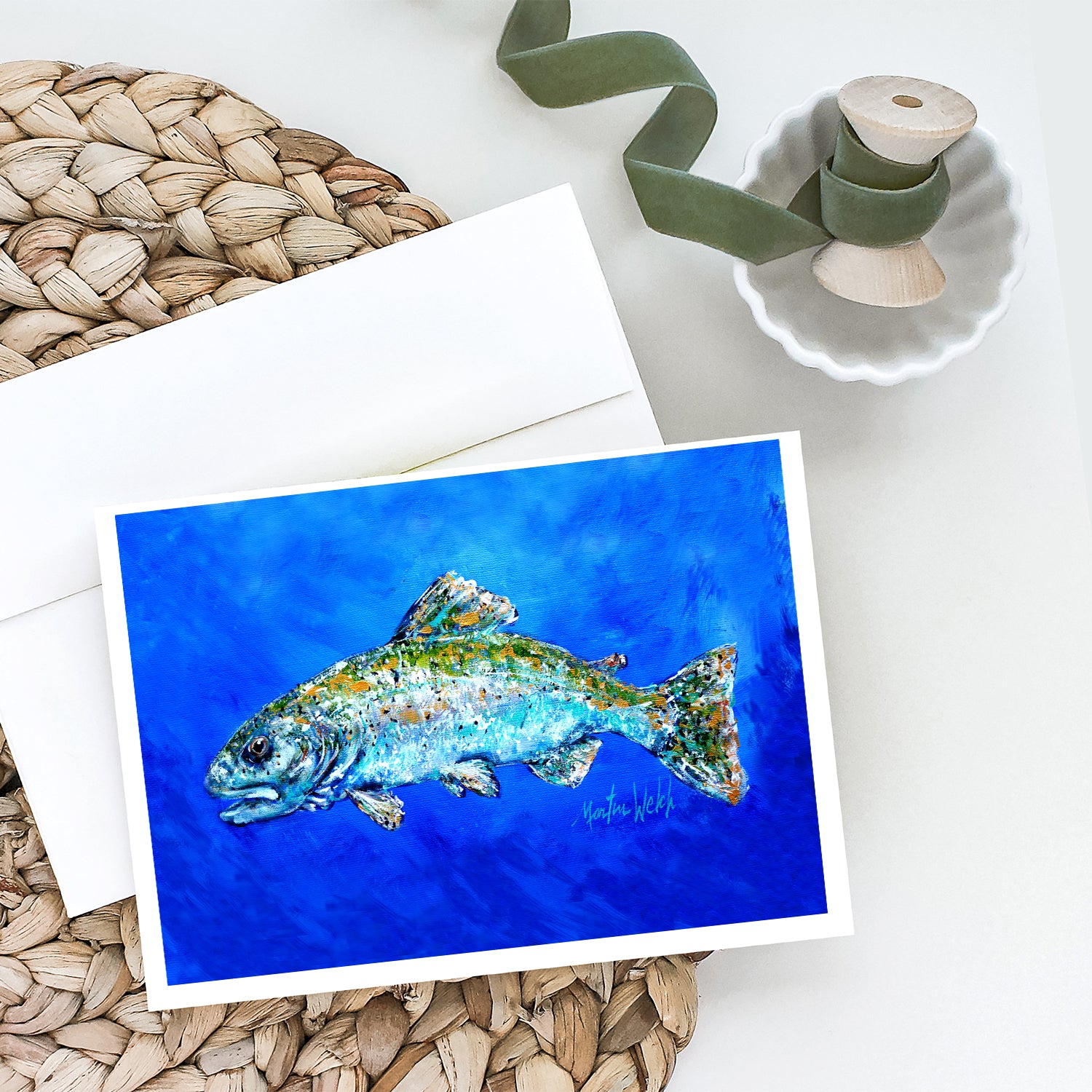 Buy this Fish Headed Downstream Greeting Cards Pack of 8