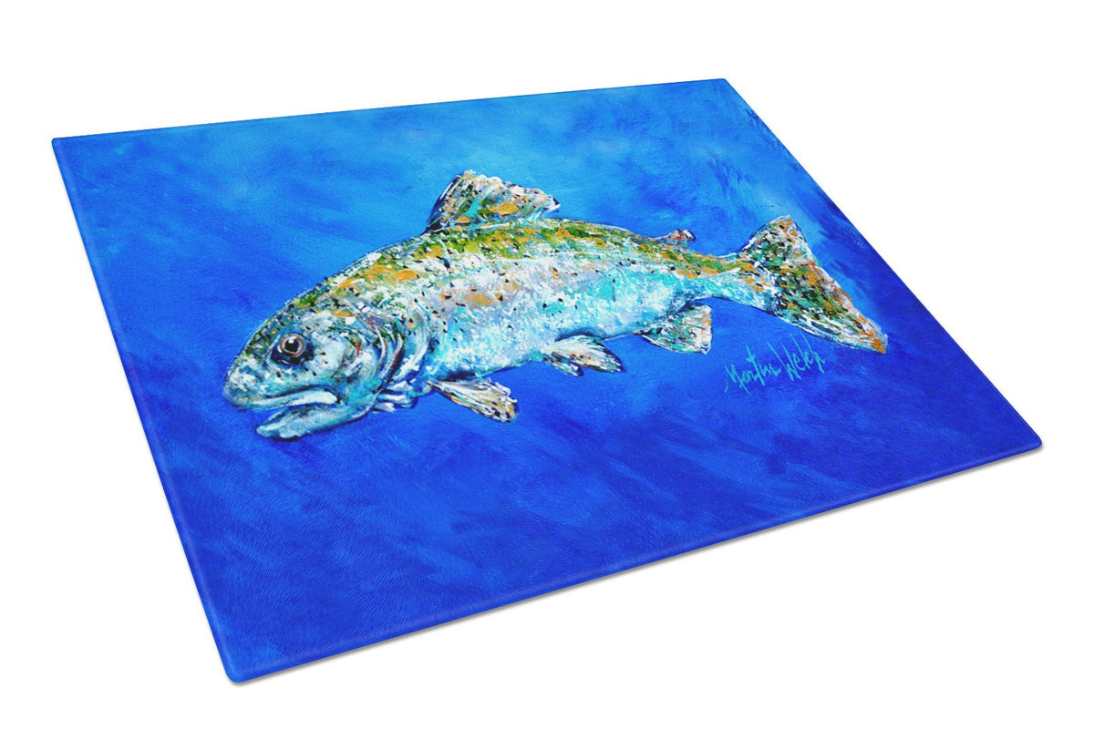 Fish Headed Downstream Glass Cutting Board Large by Caroline&#39;s Treasures