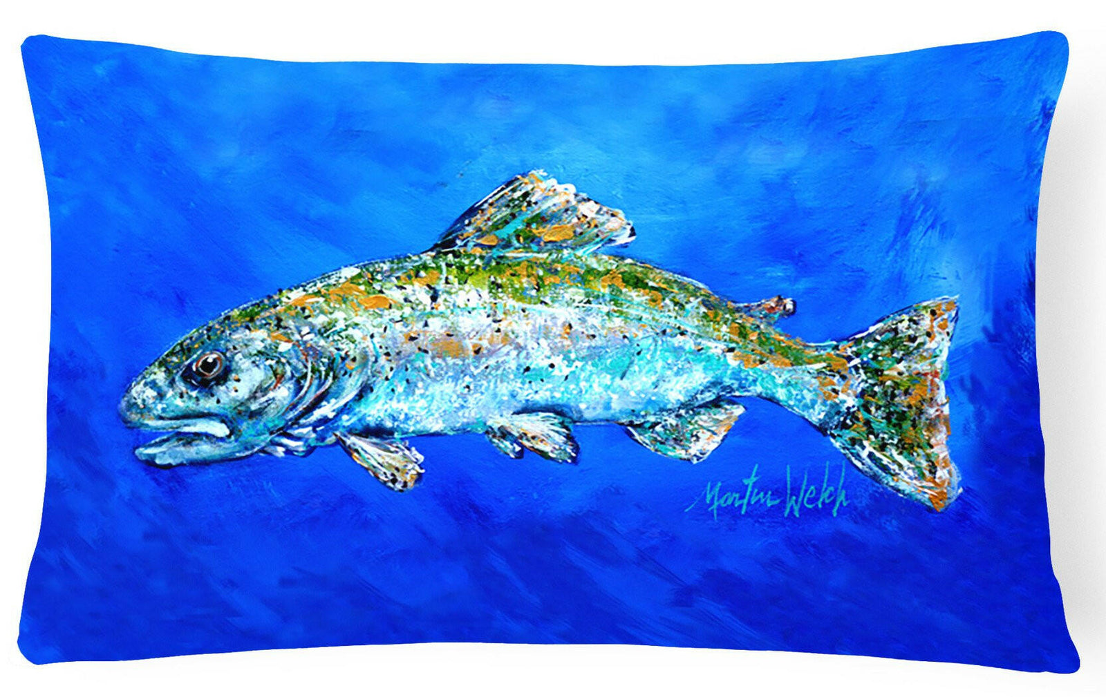 Fish Headed Downstream   Canvas Fabric Decorative Pillow by Caroline's Treasures
