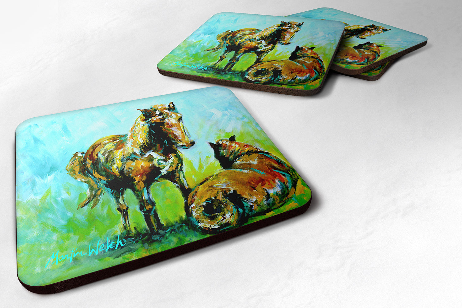 Set of 4 Horse Grazin Foam Coasters - the-store.com