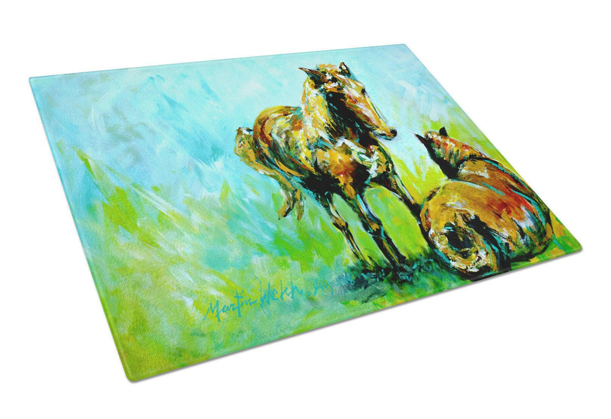 Horse Grazin Glass Cutting Board Large by Caroline&#39;s Treasures