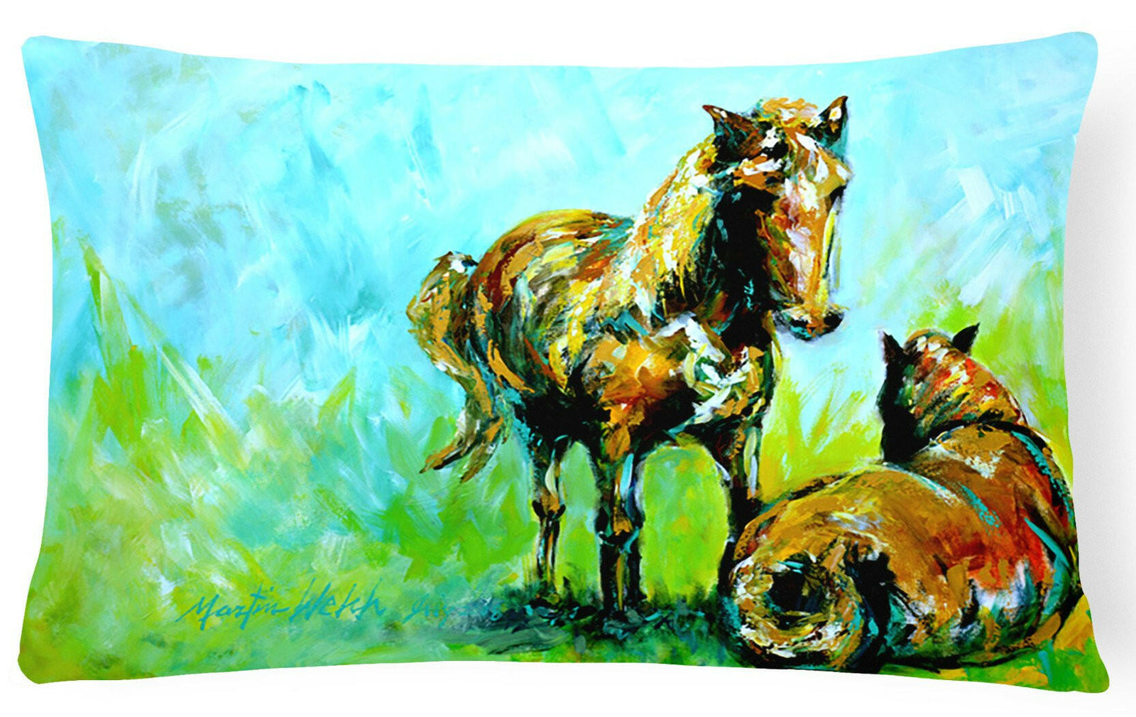 Horse Grazin   Canvas Fabric Decorative Pillow by Caroline's Treasures