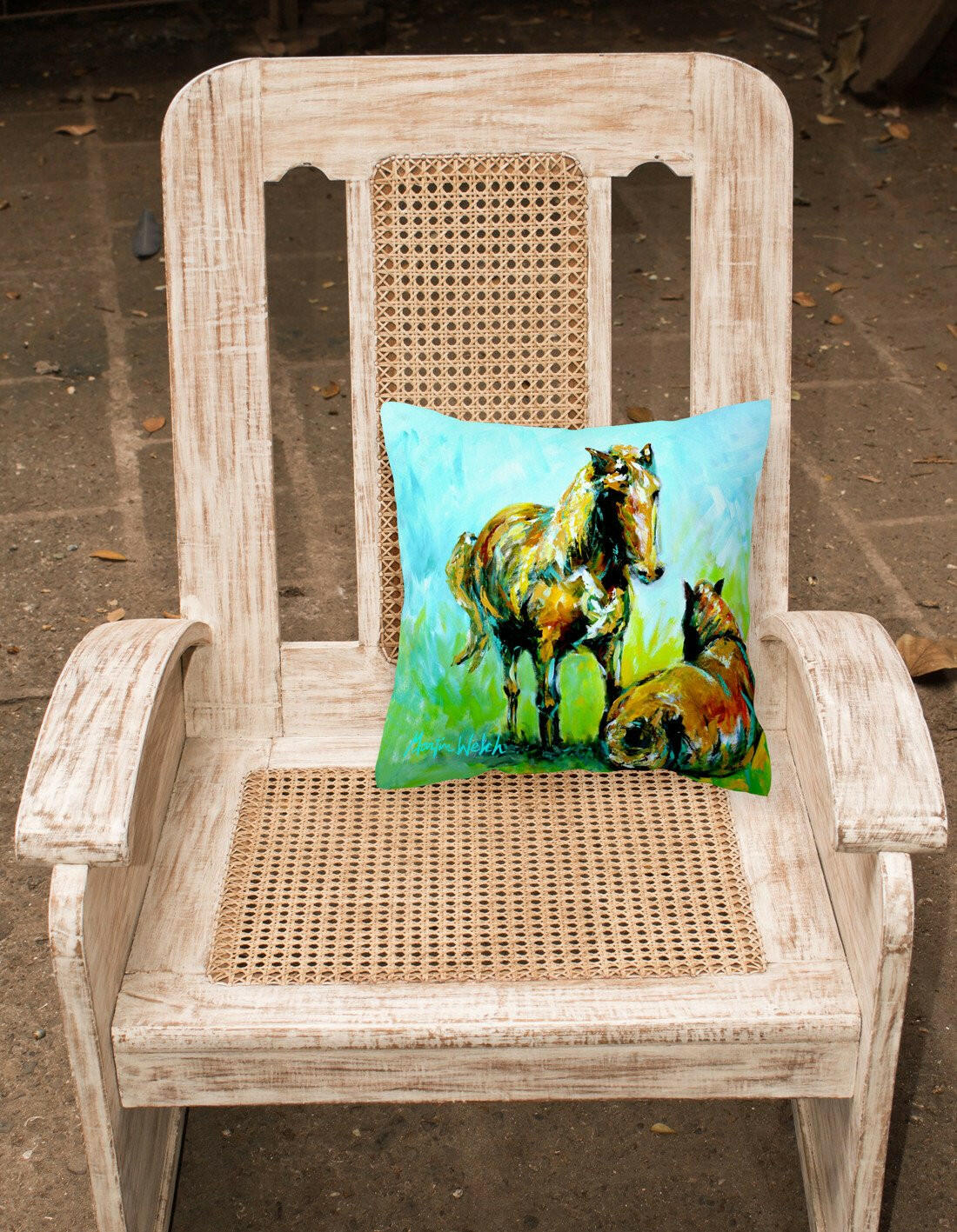 Horse Grazin Canvas Fabric Decorative Pillow MW1126PW1414 by Caroline's Treasures