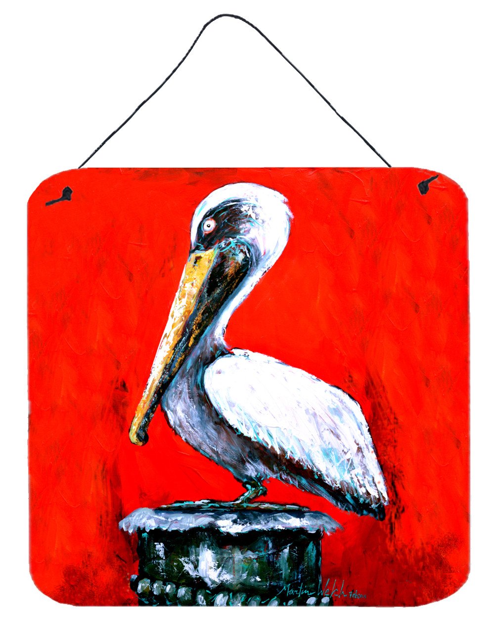 Bird - Pelican Red Dawn Aluminium Metal Wall or Door Hanging Prints by Caroline&#39;s Treasures