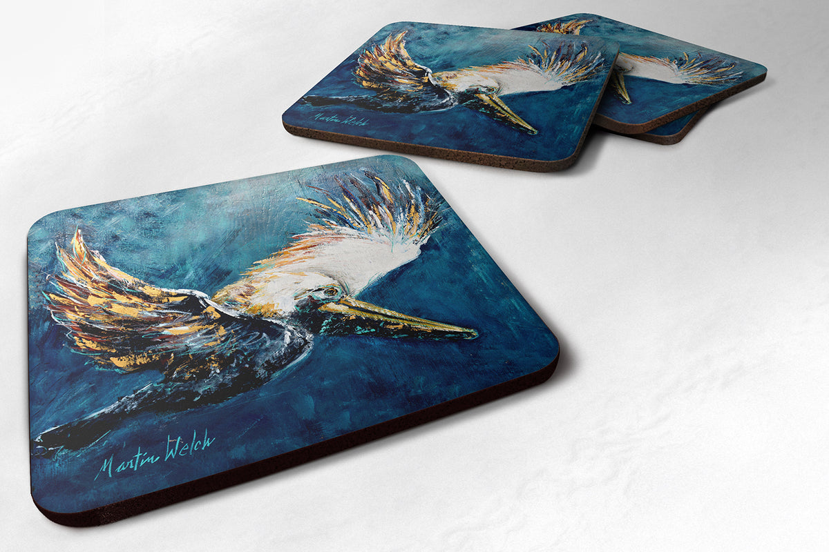 Set of 4 Bird - Pelican Go For It Foam Coasters - the-store.com