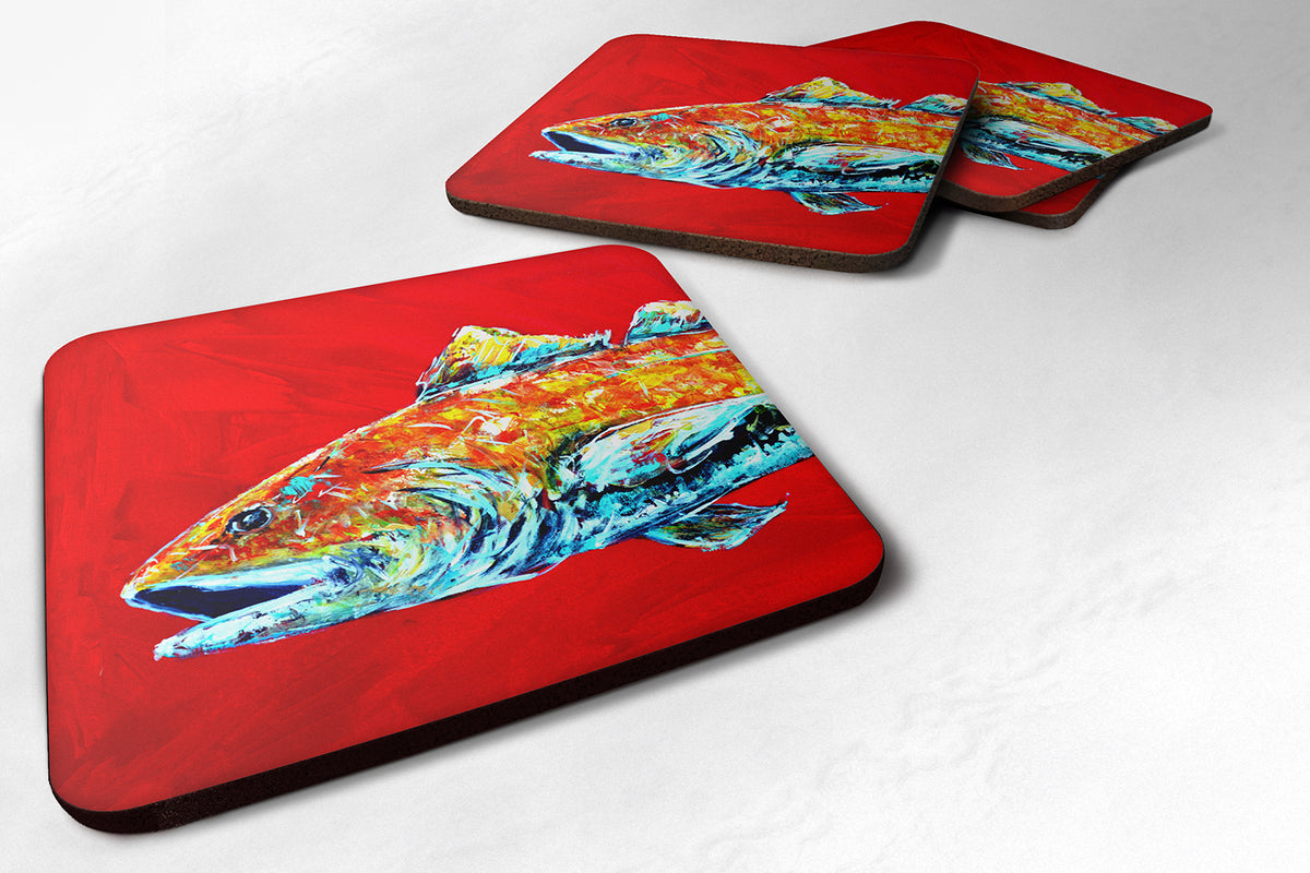 Set of 4 Fish - Red Fish Alphonzo Head Foam Coasters - the-store.com