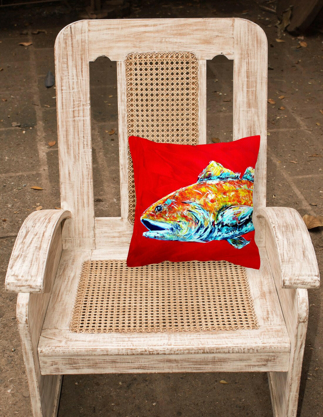 Red Fish Alphonzo Head Canvas Fabric Decorative Pillow MW1141APW1414 by Caroline's Treasures