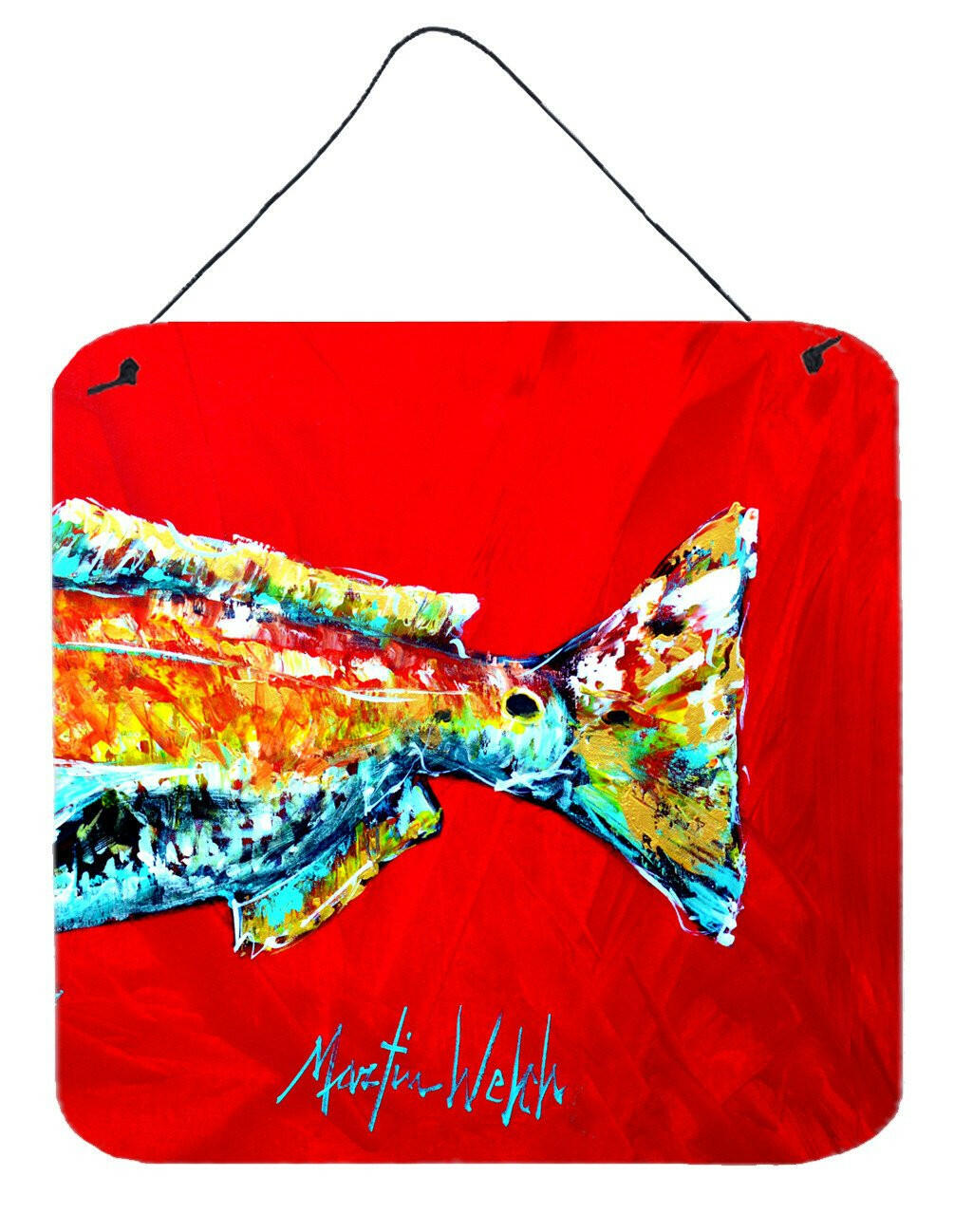 Fish - Red Fish Alphonzo Tail Aluminium Metal Wall or Door Hanging Prints by Caroline&#39;s Treasures