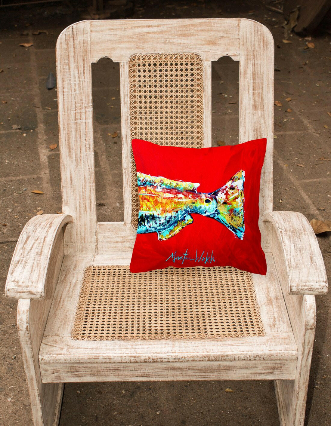 Red Fish Alphonzo Tail Canvas Fabric Decorative Pillow MW1141BPW1414 by Caroline's Treasures