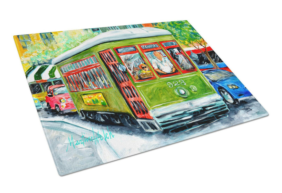Street Car Glass Cutting Board Large by Caroline&#39;s Treasures