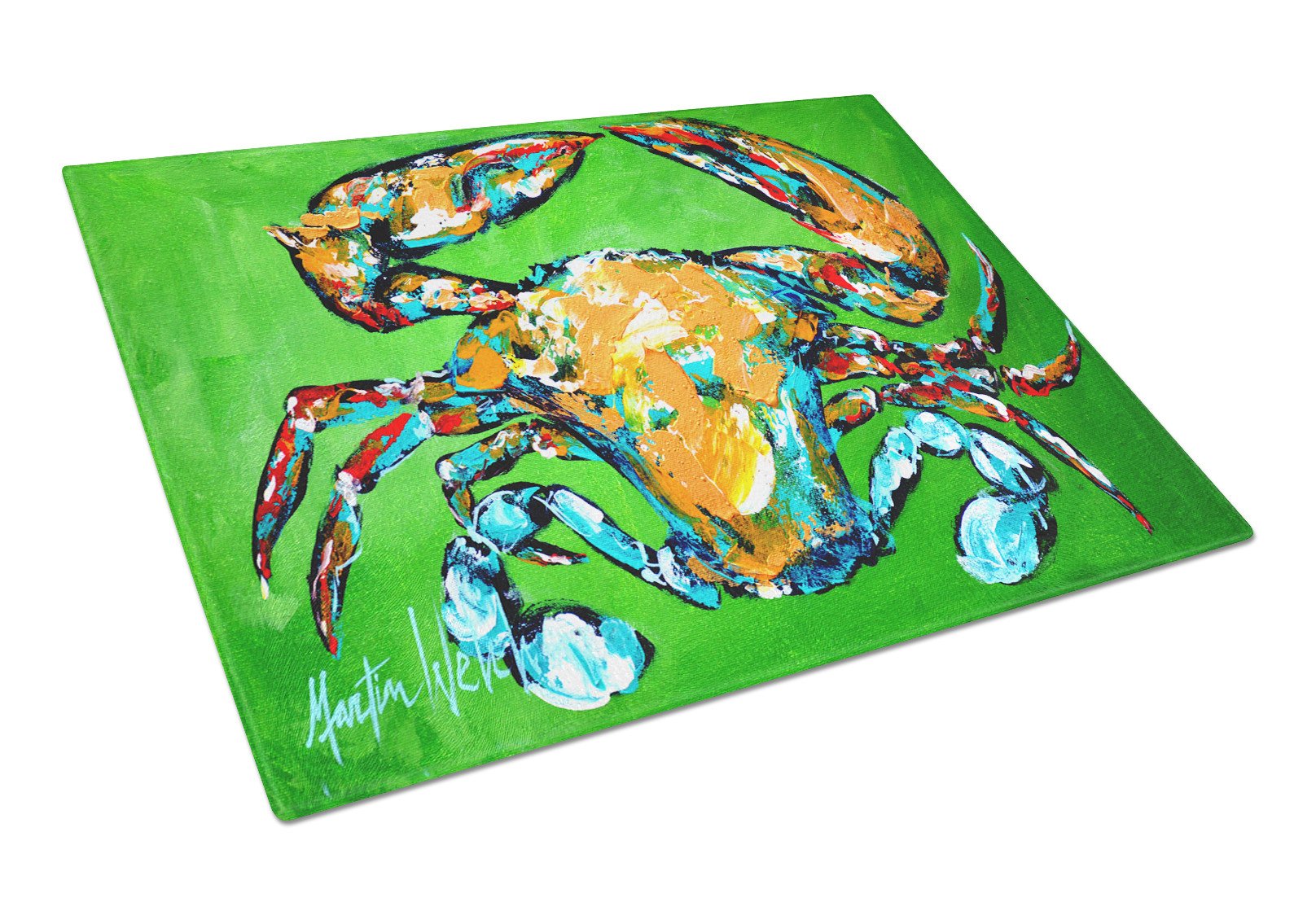 Wide Load Crab Glass Cutting Board Large by Caroline's Treasures