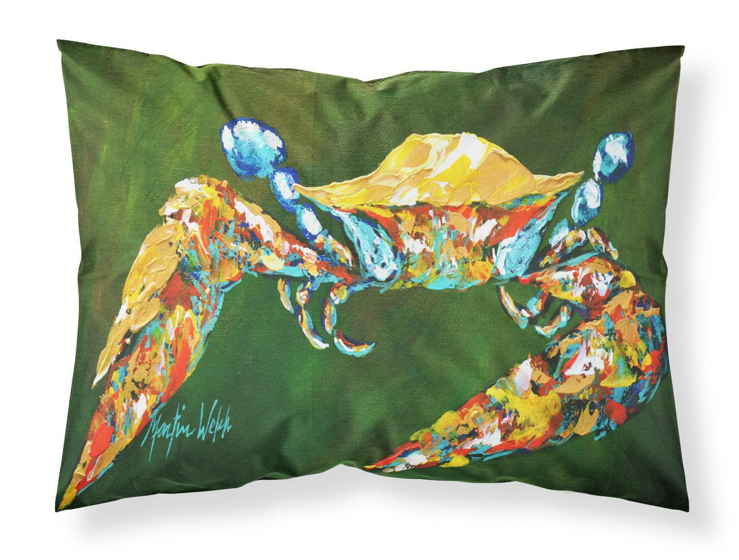Go Green Crab Moisture wicking Fabric standard pillowcase by Caroline's Treasures