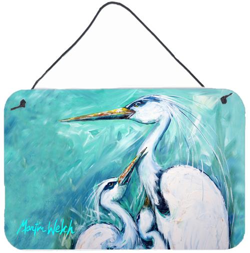 Mother&#39;s Love White Crane Wall or Door Hanging Prints MW1159DS812 by Caroline&#39;s Treasures